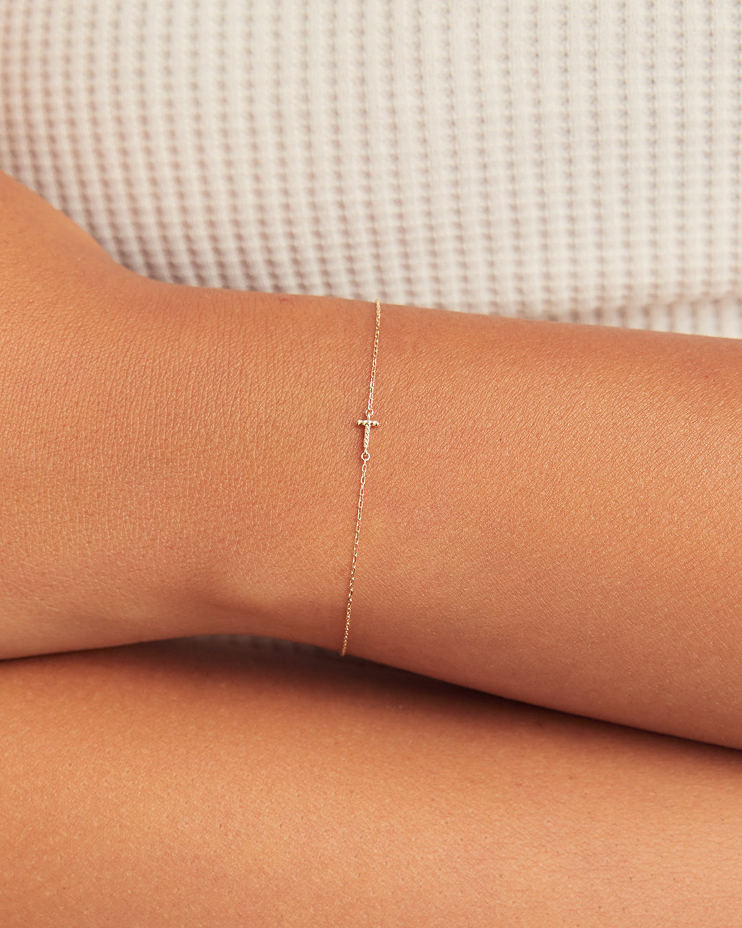 14k Gold Crew Alphabet Bracelet || option::14K Solid Gold, T