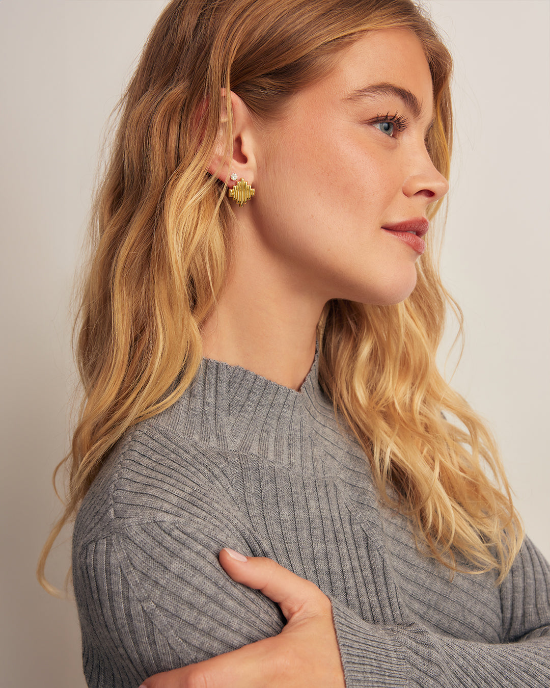 Melrose Stacked Studs || option::18K Gold Plated