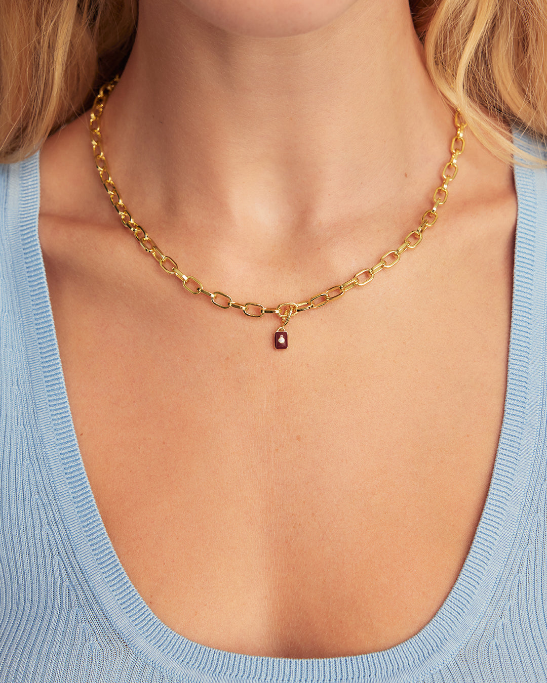 Petite Puff Charm || option::18K Gold Plated, Burgundy