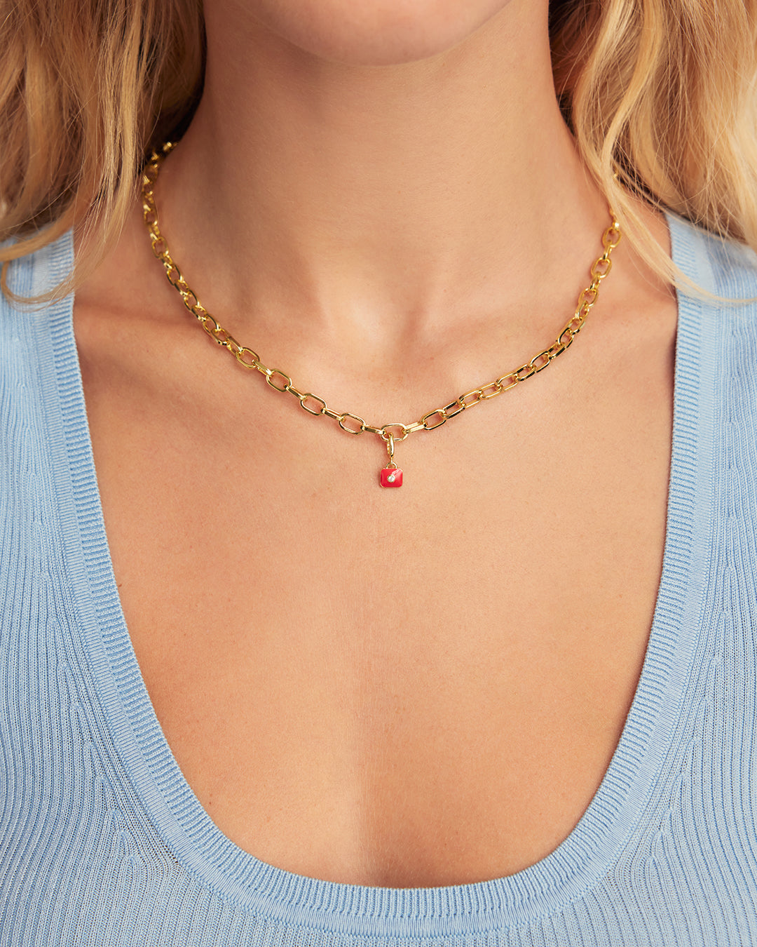 Petite Puff Charm || option::18K Gold Plated, Red