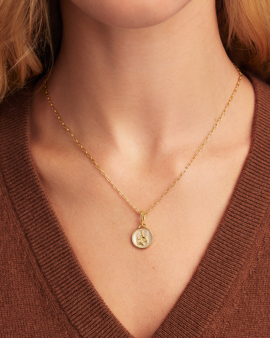  Vintage Zodiac Charm || option::18K Gold Plated, Pisces