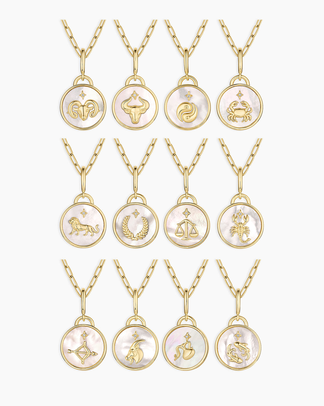 Vintage Zodiac Charm Necklace  || option::18K Gold Plated