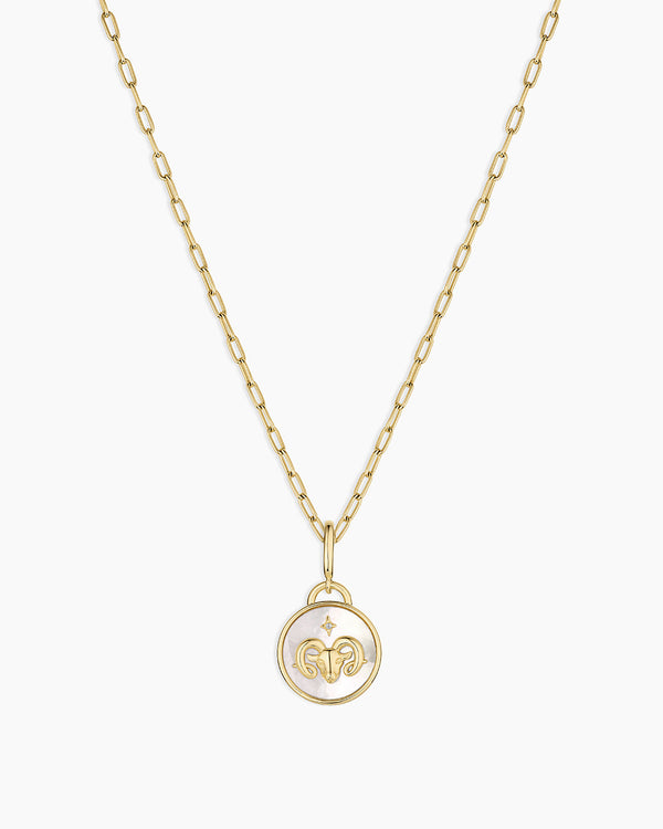 Vintage Zodiac Charm Necklace  || option::18K Gold Plated, Aries
