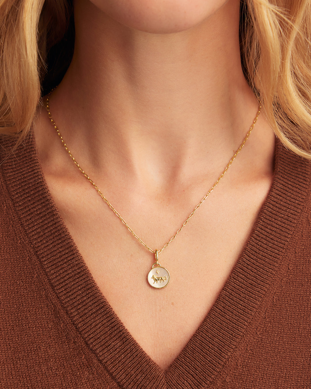 Vintage Zodiac Charm Necklace  || option::18K Gold Plated, Leo