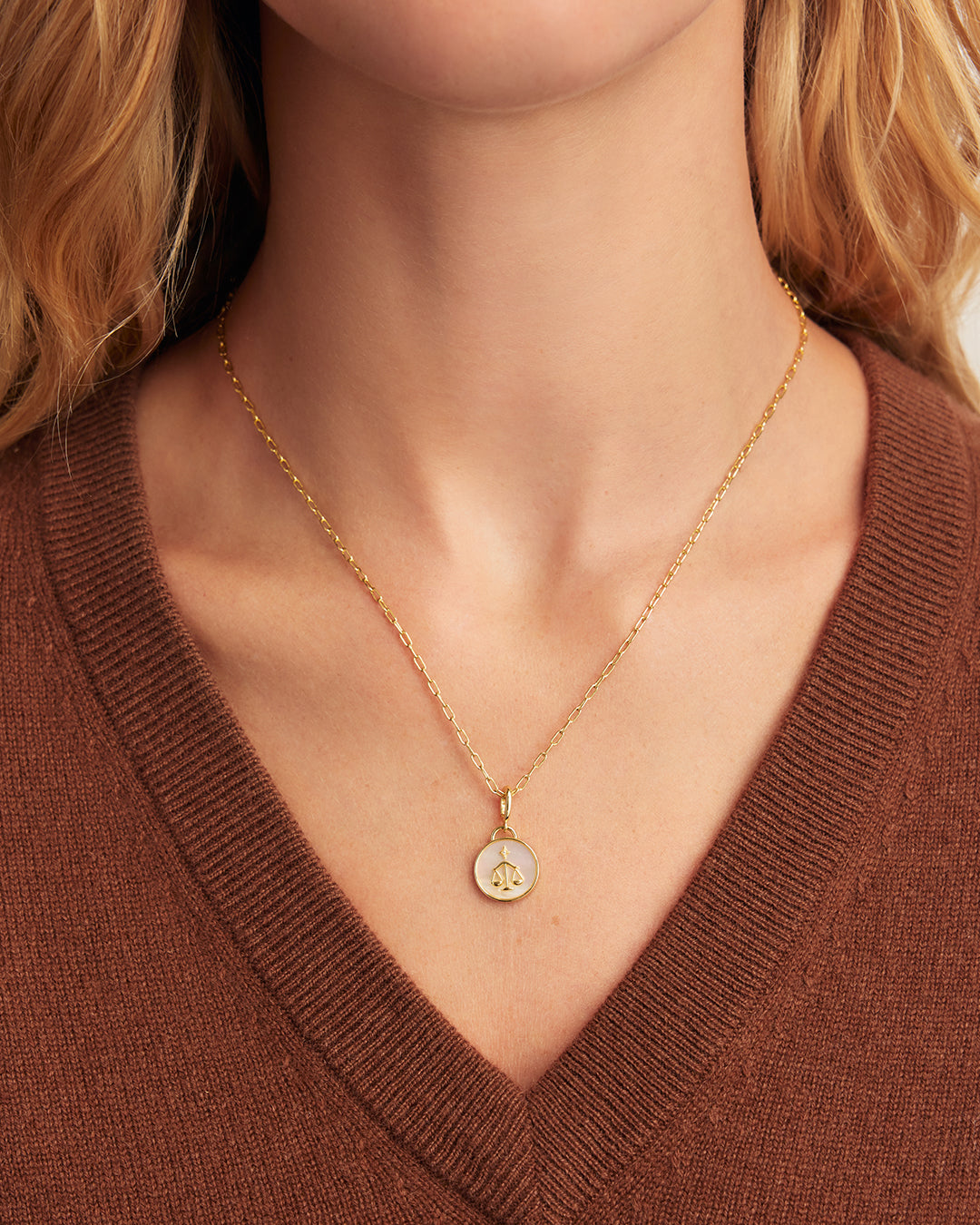 Vintage Zodiac Charm Necklace  || option::18K Gold Plated, Libra