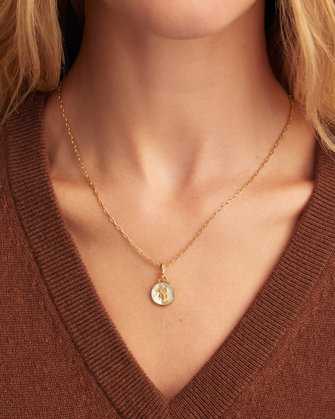 Vintage Zodiac Charm Necklace  || option::18K Gold Plated, Scorpio
