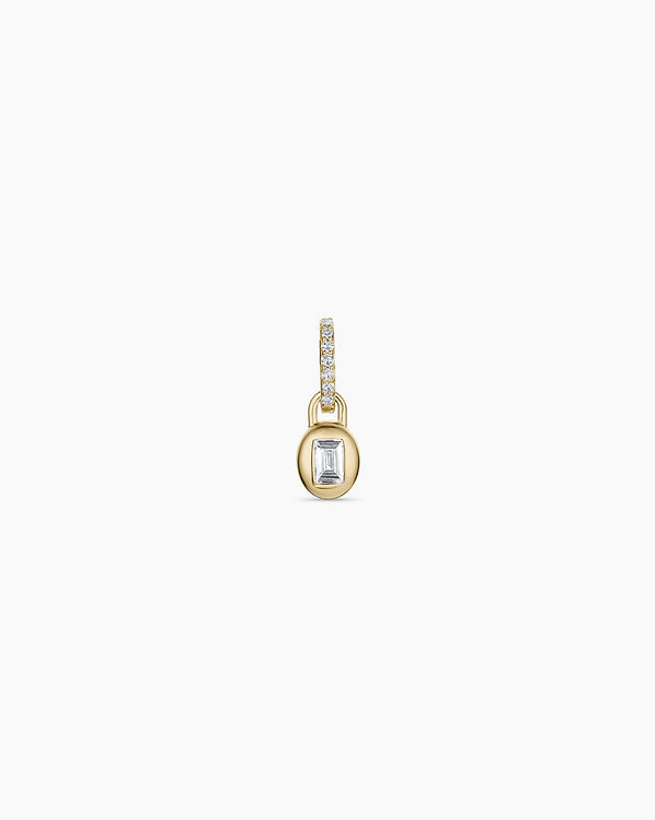 14K Lab Grown Diamond Petite Oval Charm || option::14K Solid Gold