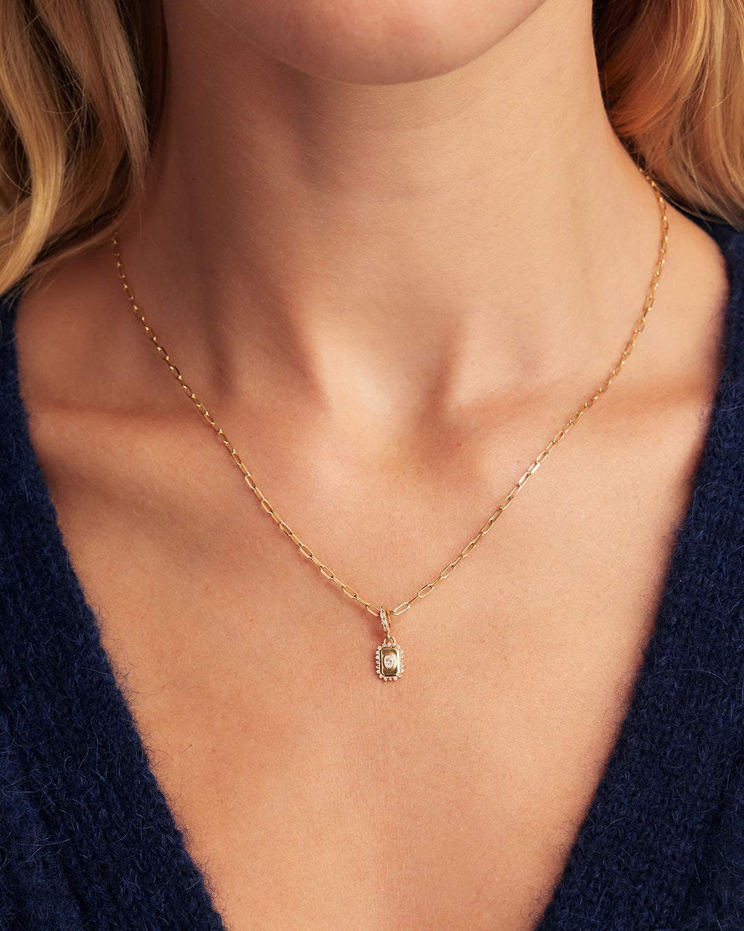 14K Lab Grown Diamond Tag Charm || option::14K Solid Gold