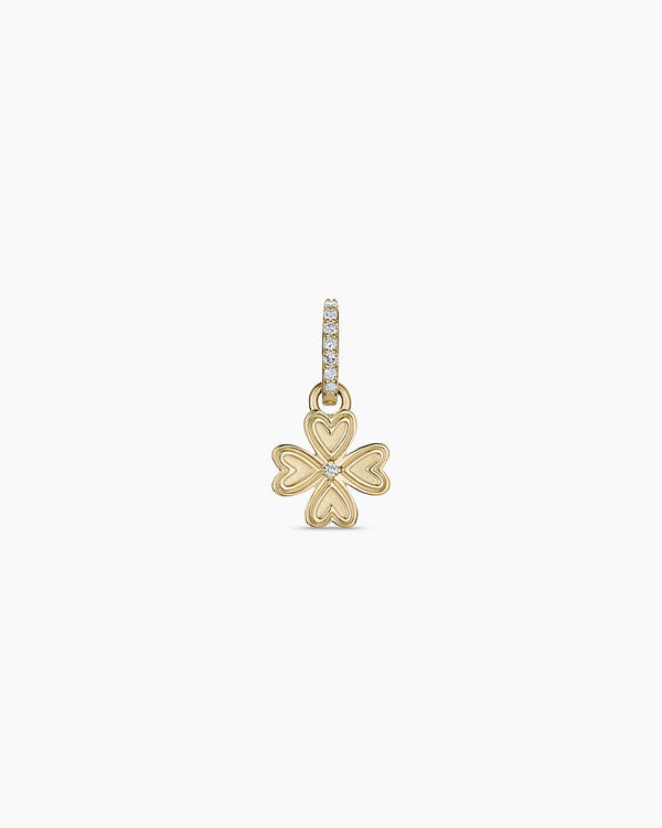 14K Diamond Clover Charm || option::14K Solid Gold