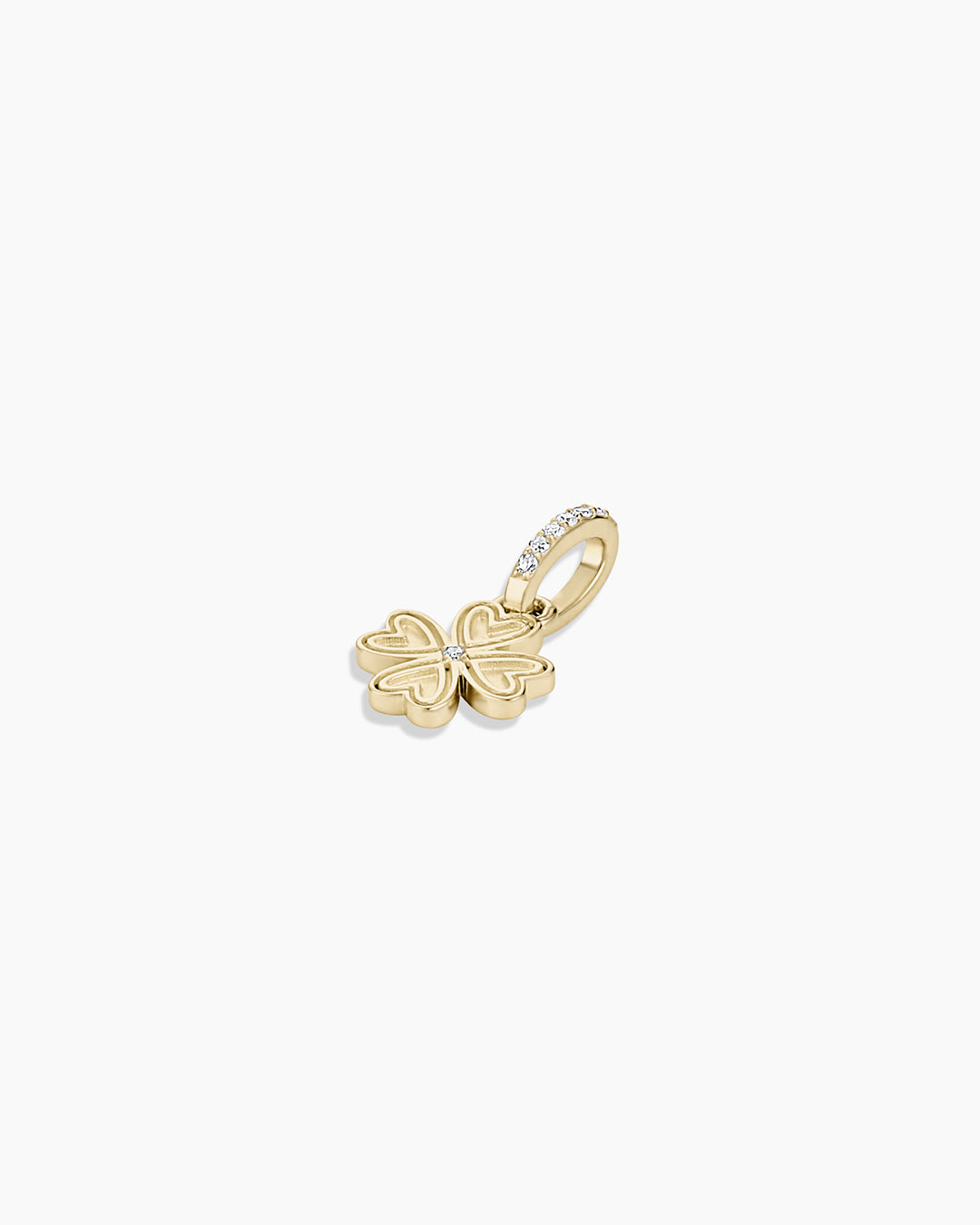 14K Diamond Clover Charm || option::14K Solid Gold