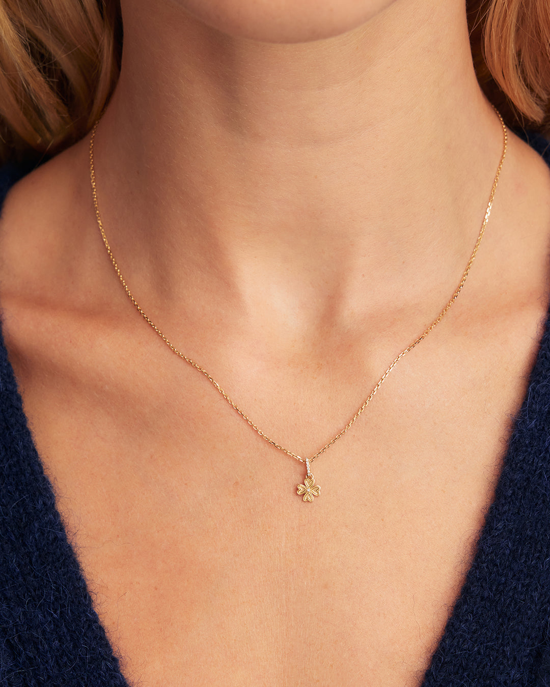 14K Diamond Clover Charm || option::14K Solid Gold