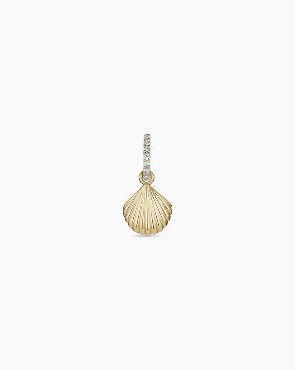14K Diamond Scallop Charm  || option::14K Solid Gold
