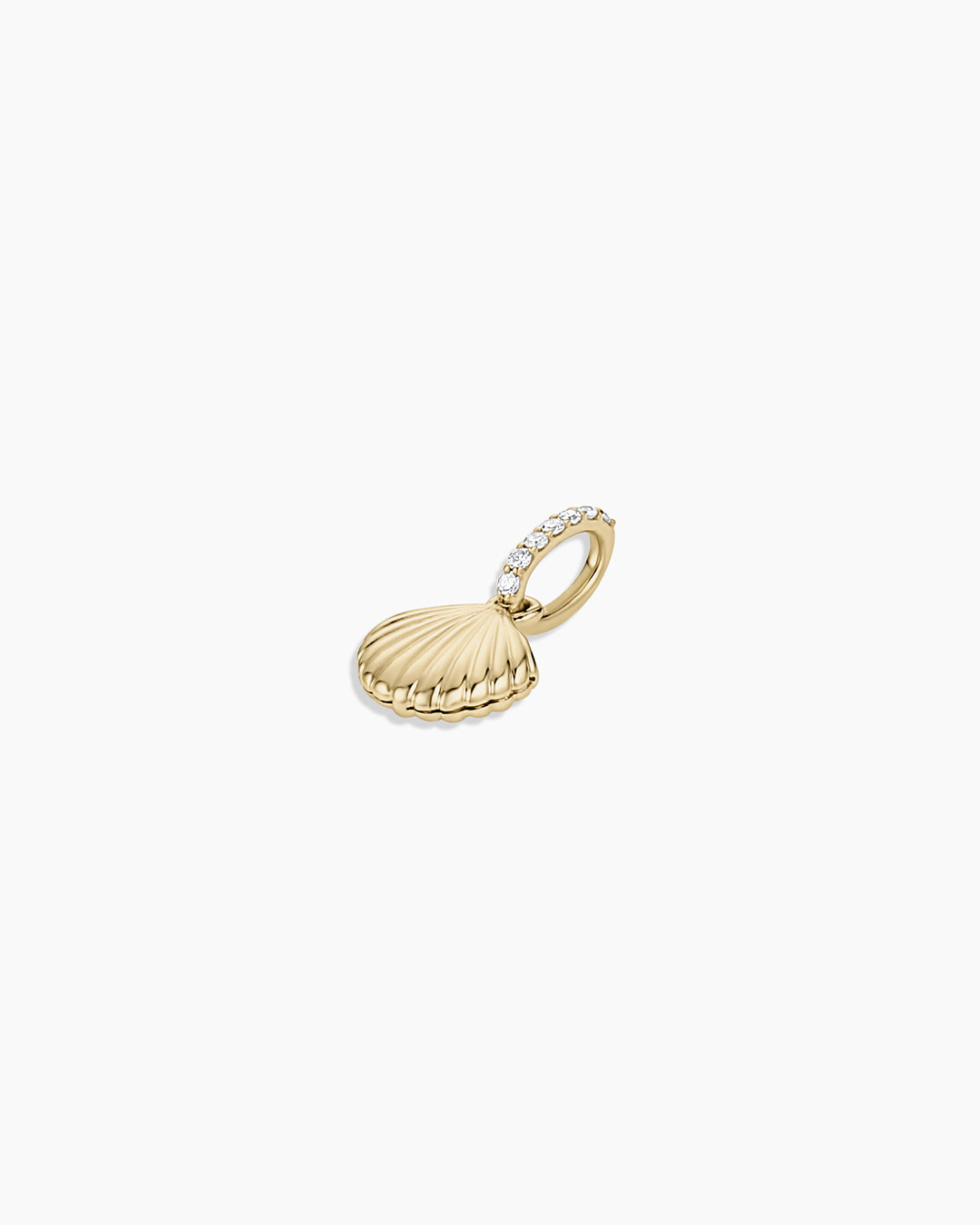 14K Diamond Scallop Charm  || option::14K Solid Gold