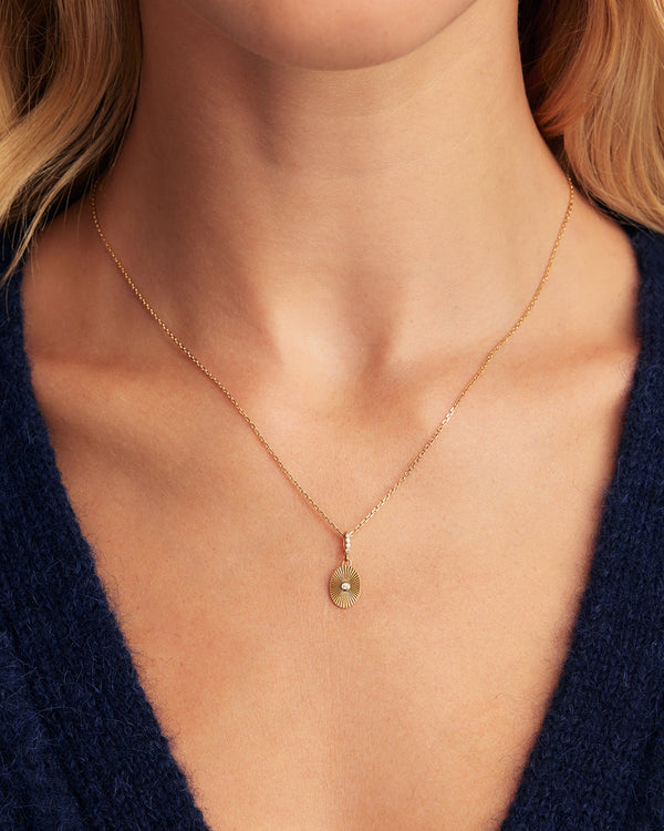 14K Diamond Golden Hour Charm || option::14K Solid Gold
