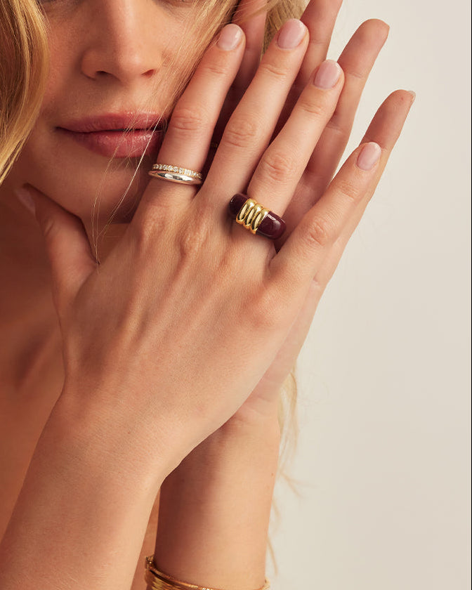 Melrose Statement Ring || option::18K Gold Plated, Burgundy