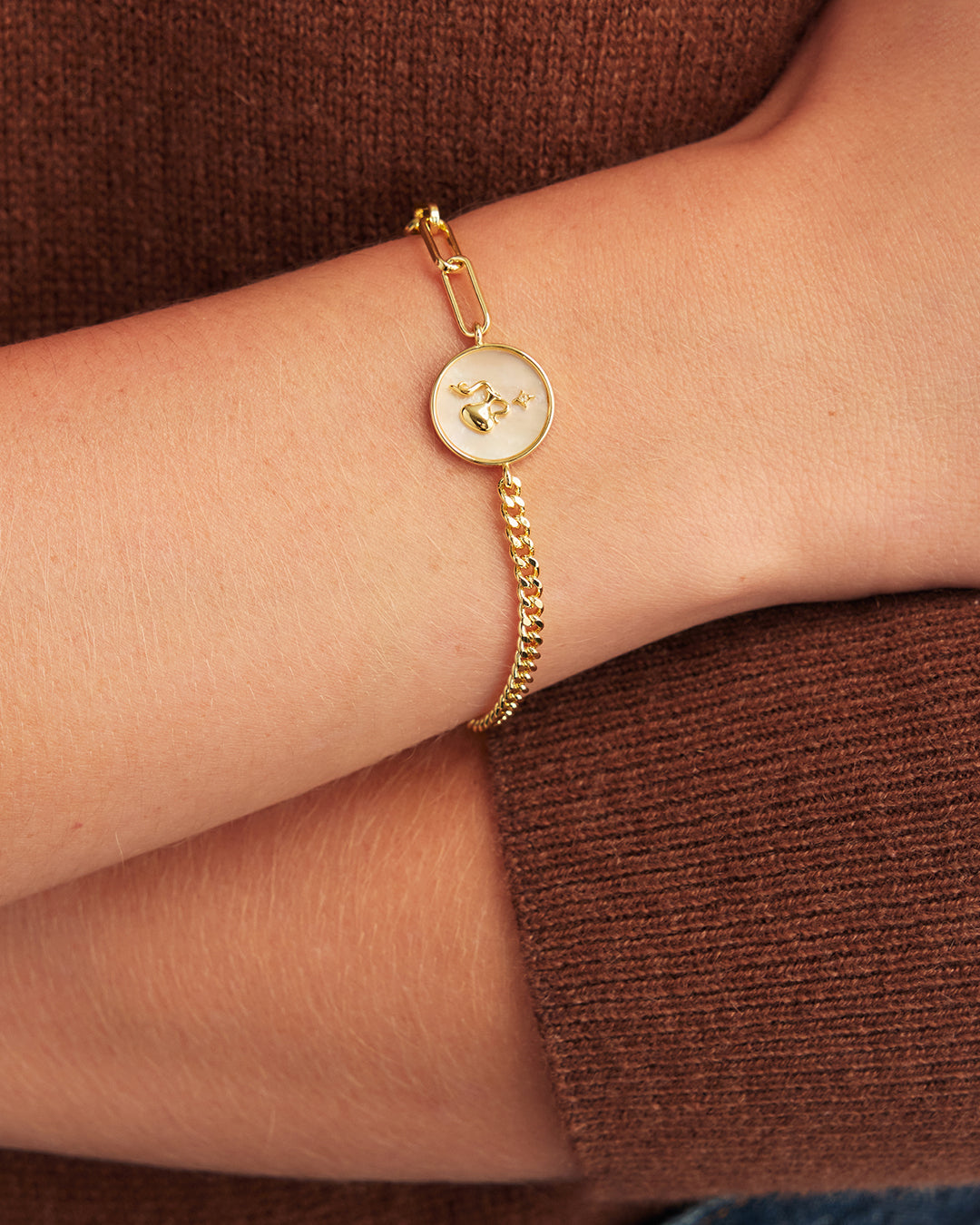Vintage Zodiac Bracelet || option::18K Gold Plated, Aquarius