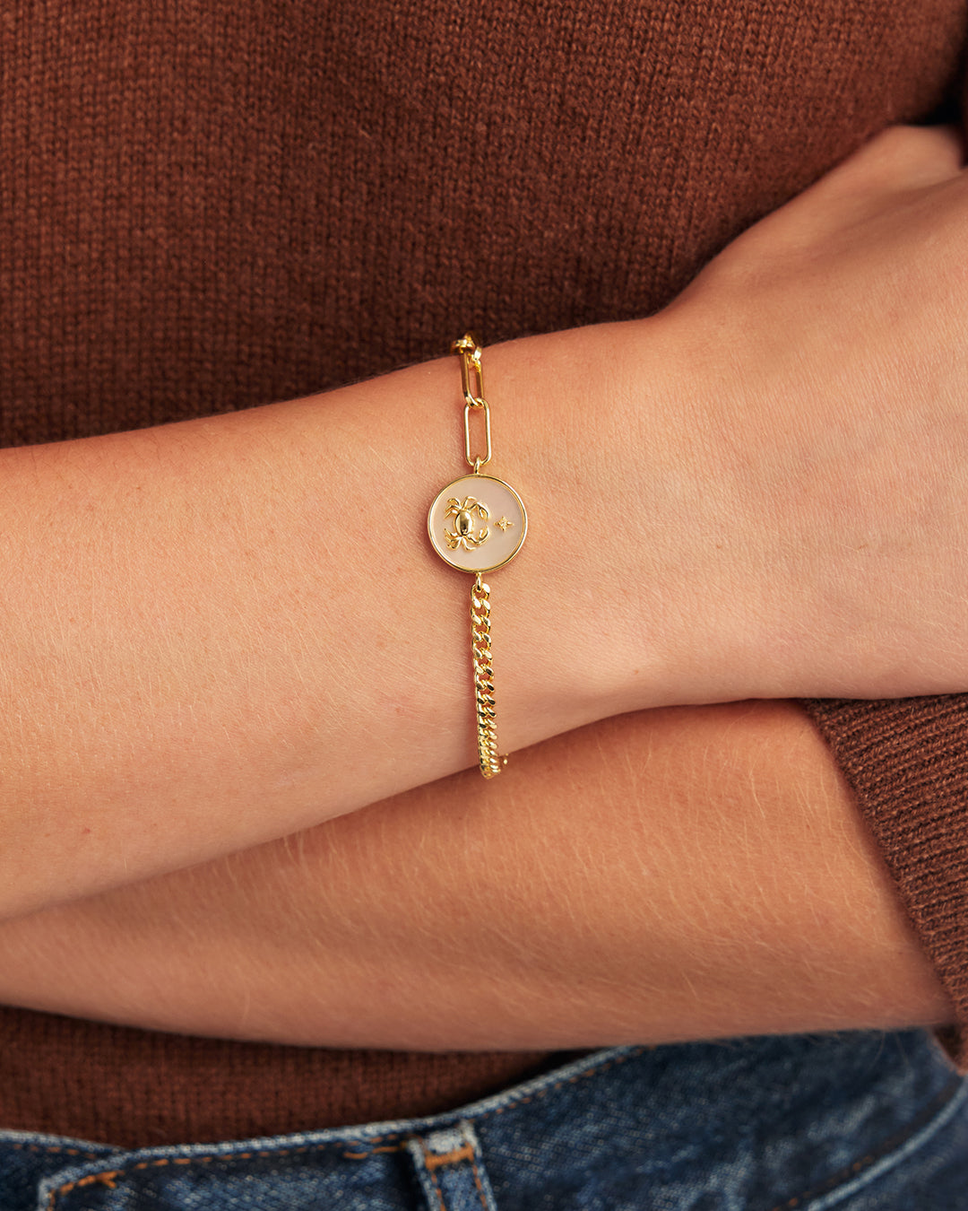 Vintage Zodiac Bracelet || option::18K Gold Plated, Cancer