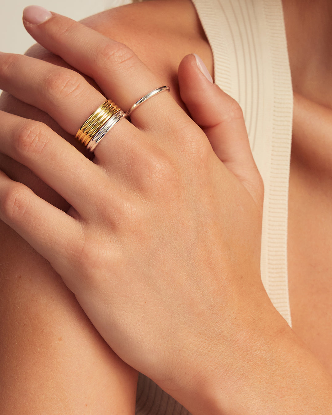 Melrose Mixed Ring Set || option::18K Gold & Silver Plated