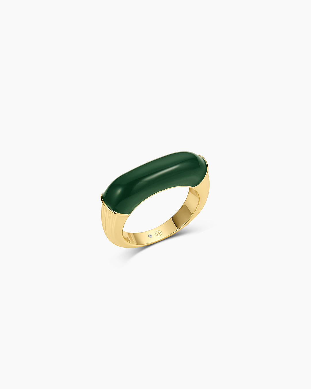 Bella Enamel Ring || option::18K Gold Plated, Forest Green