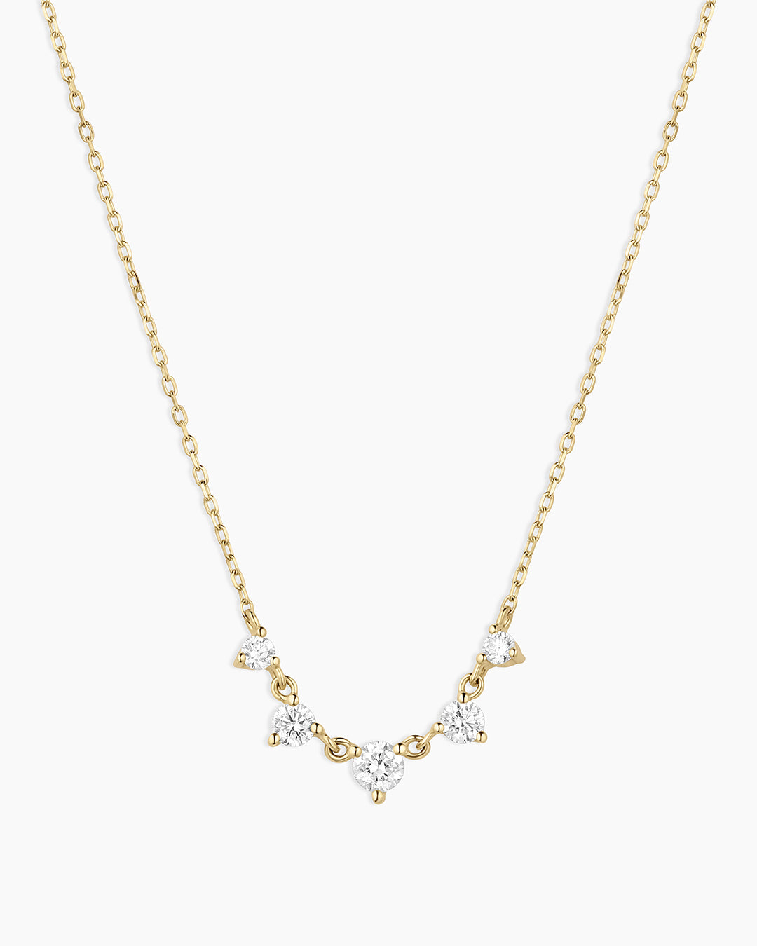 Elle Diamond Row Necklace || option::14k Solid Gold