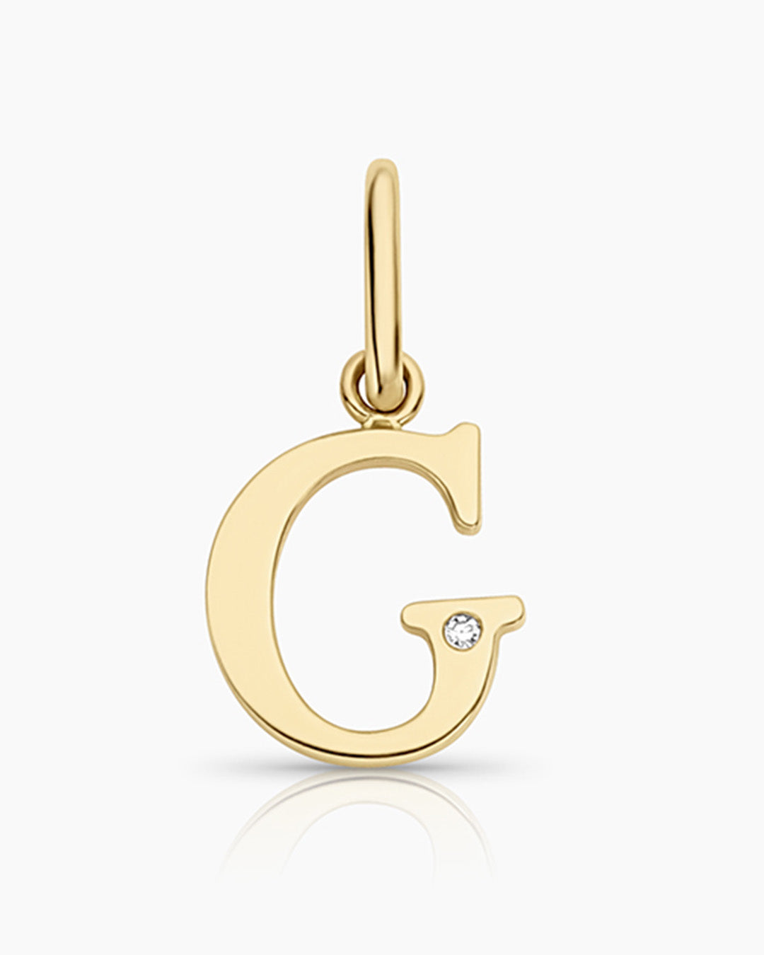 Diamond Vintage Alphabet Charm || option::14k Solid Gold, G