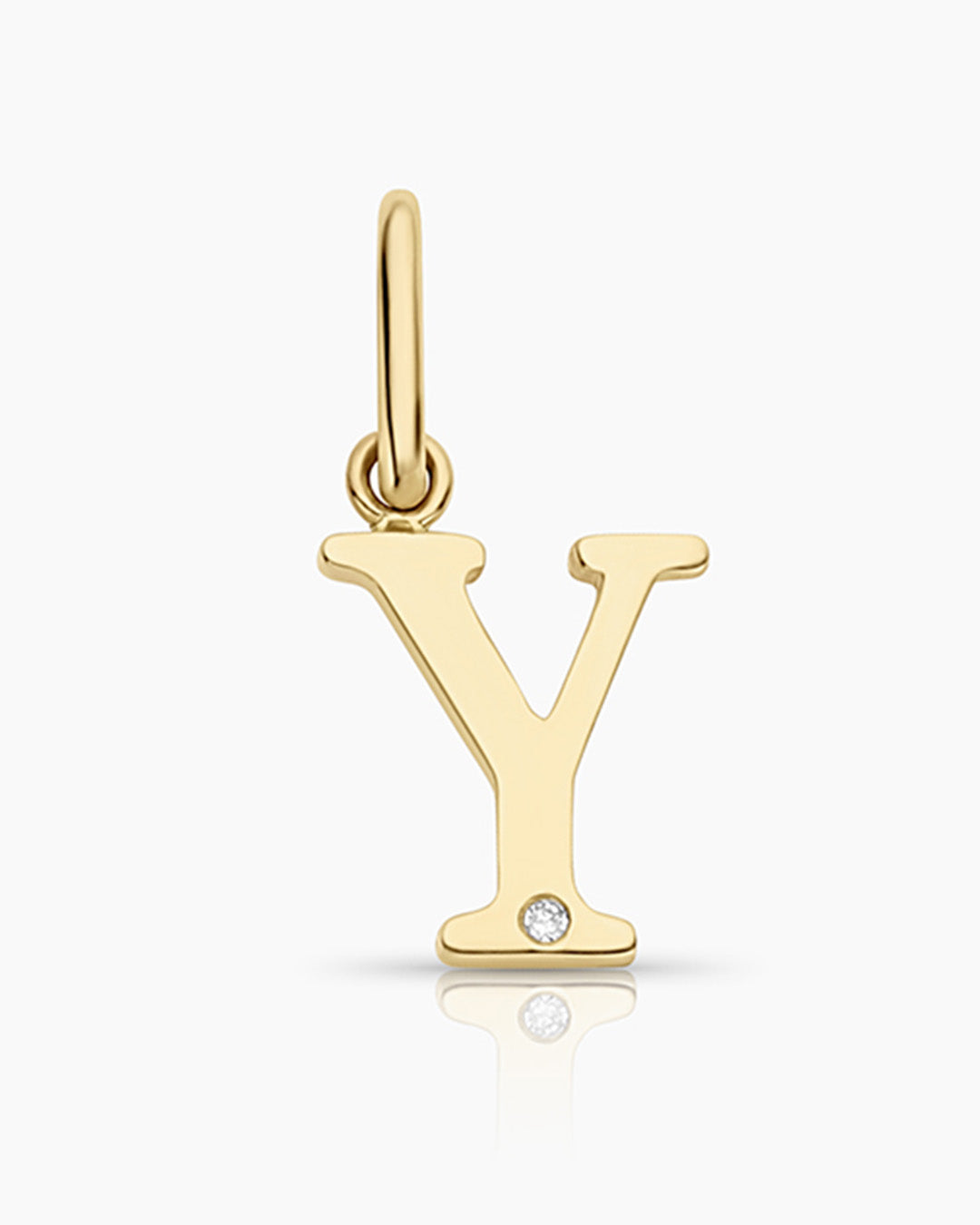 Diamond Vintage Alphabet Charm || option::14k Solid Gold, Y