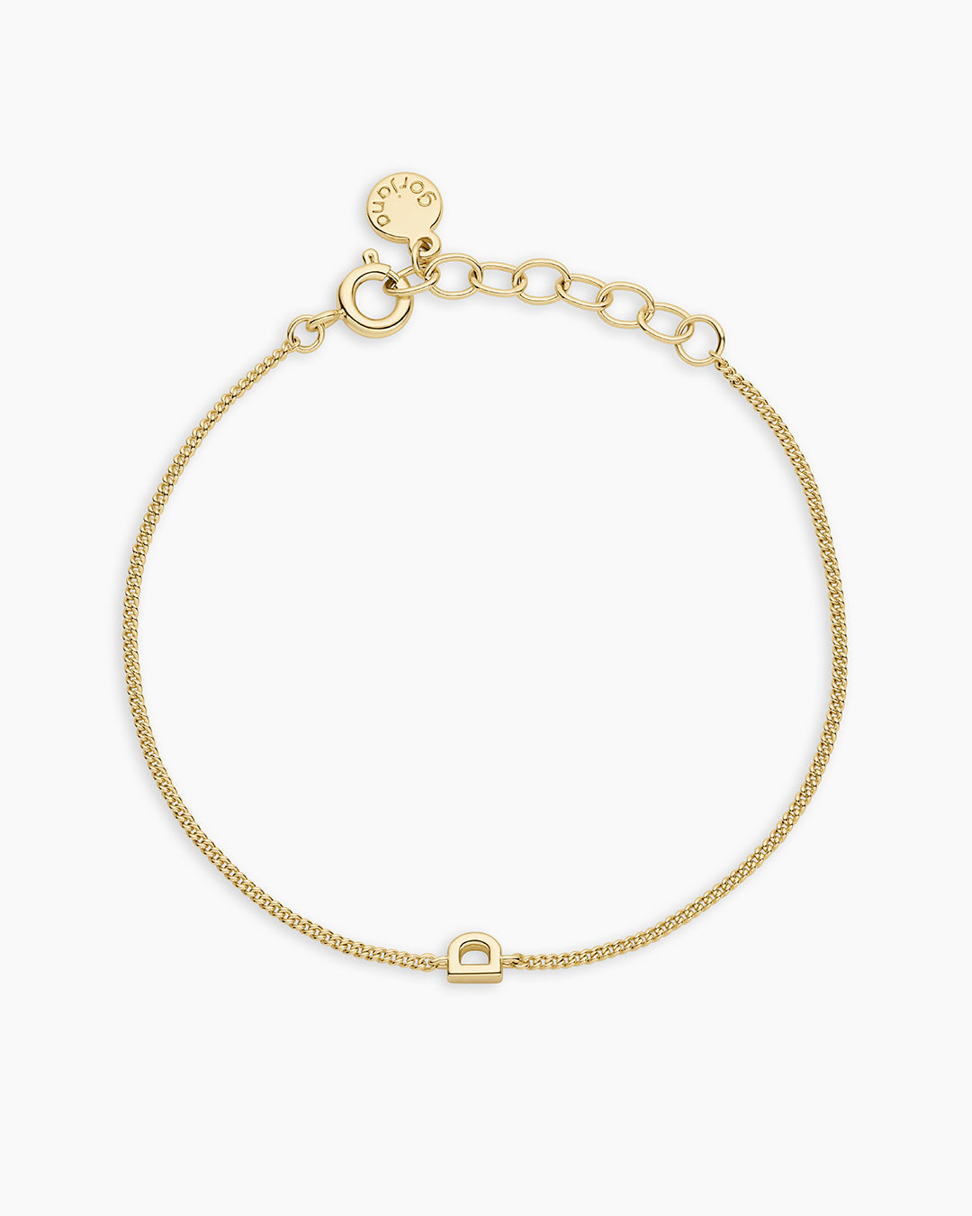 Wilder Mini Alphabet Bracelet || option::Gold Plated, D