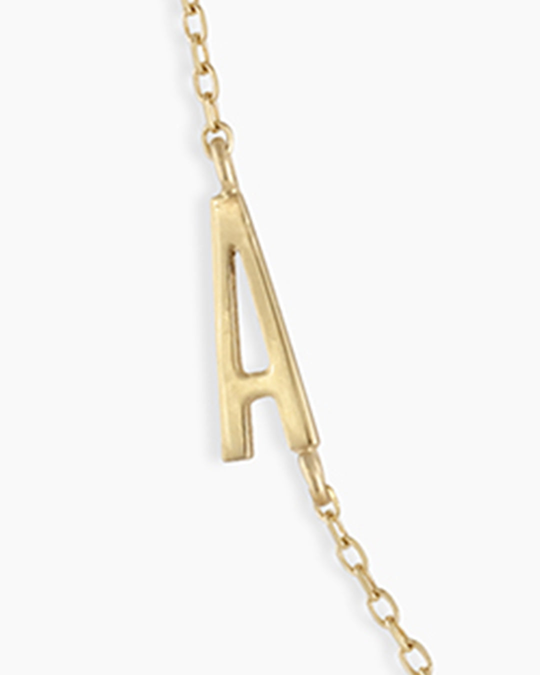  Woman wearing Alphabet Necklace || option::14k Solid Gold, A