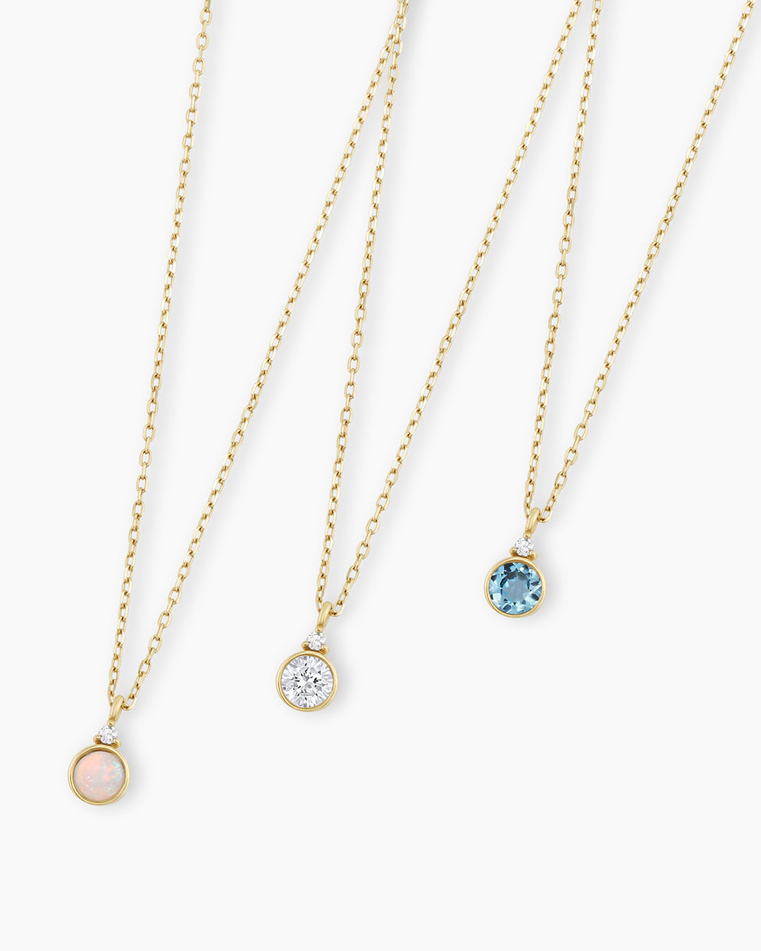 14k solid gold birthstone necklaces