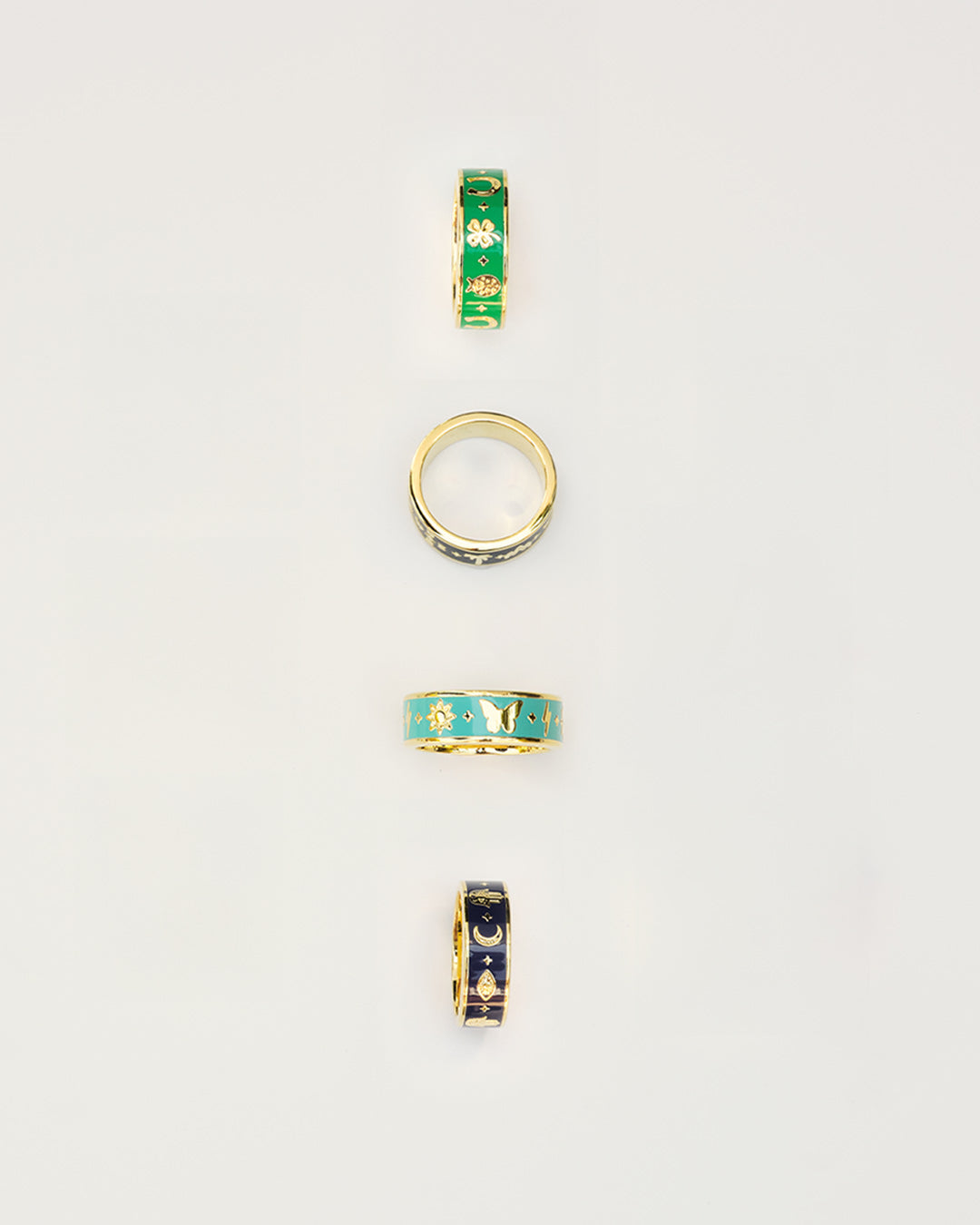 gold plated enamel statement rings 