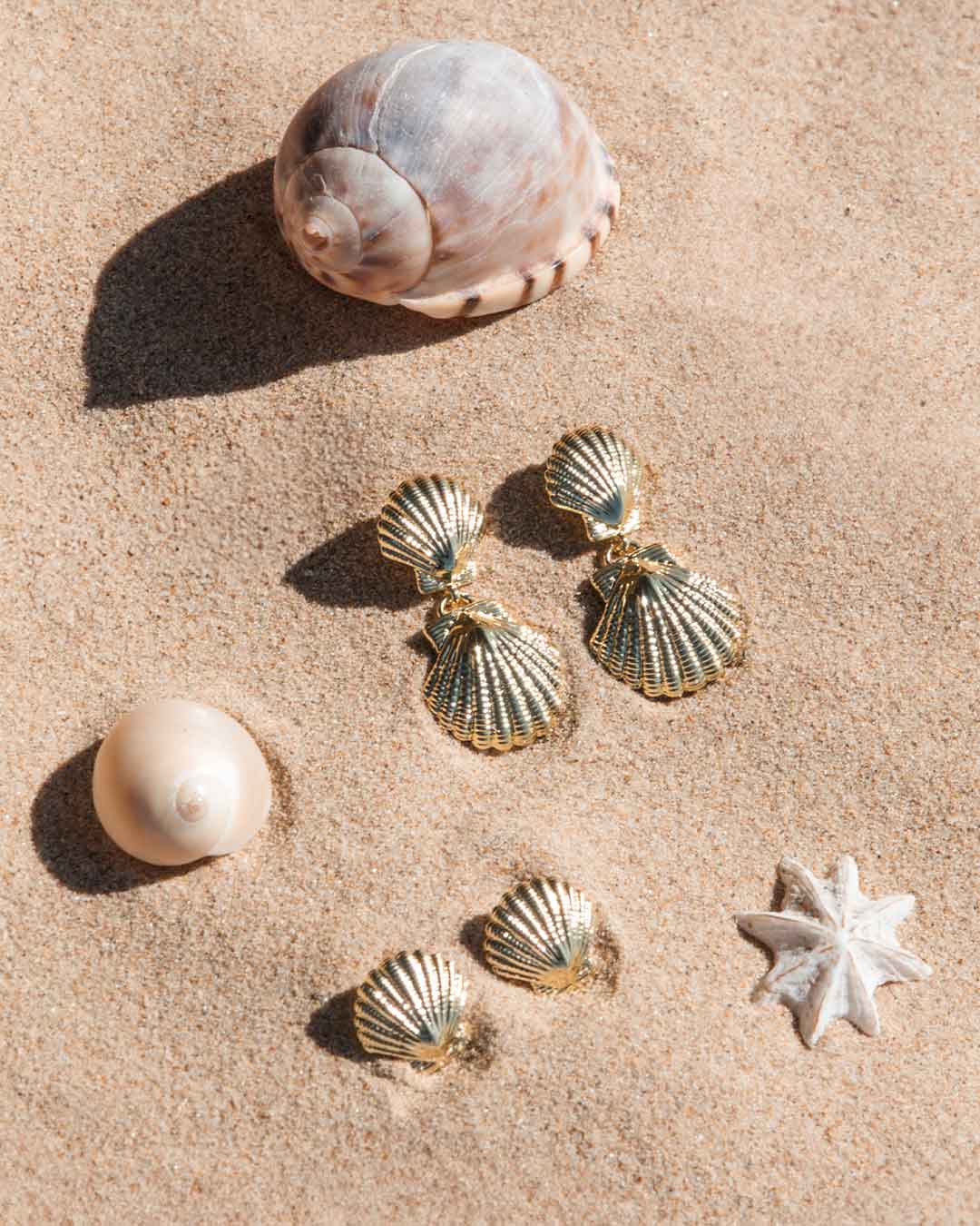 gold plated, shell earrings