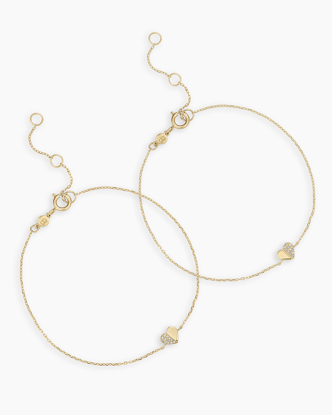 Diamond Bond Bracelet Set || option::14k Solid Gold, Set