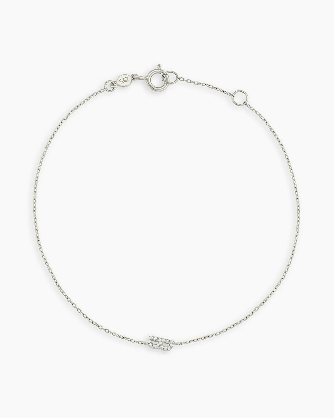 Diamond Pavé Alphabet Bracelet #B || option::14k Solid White Gold, B