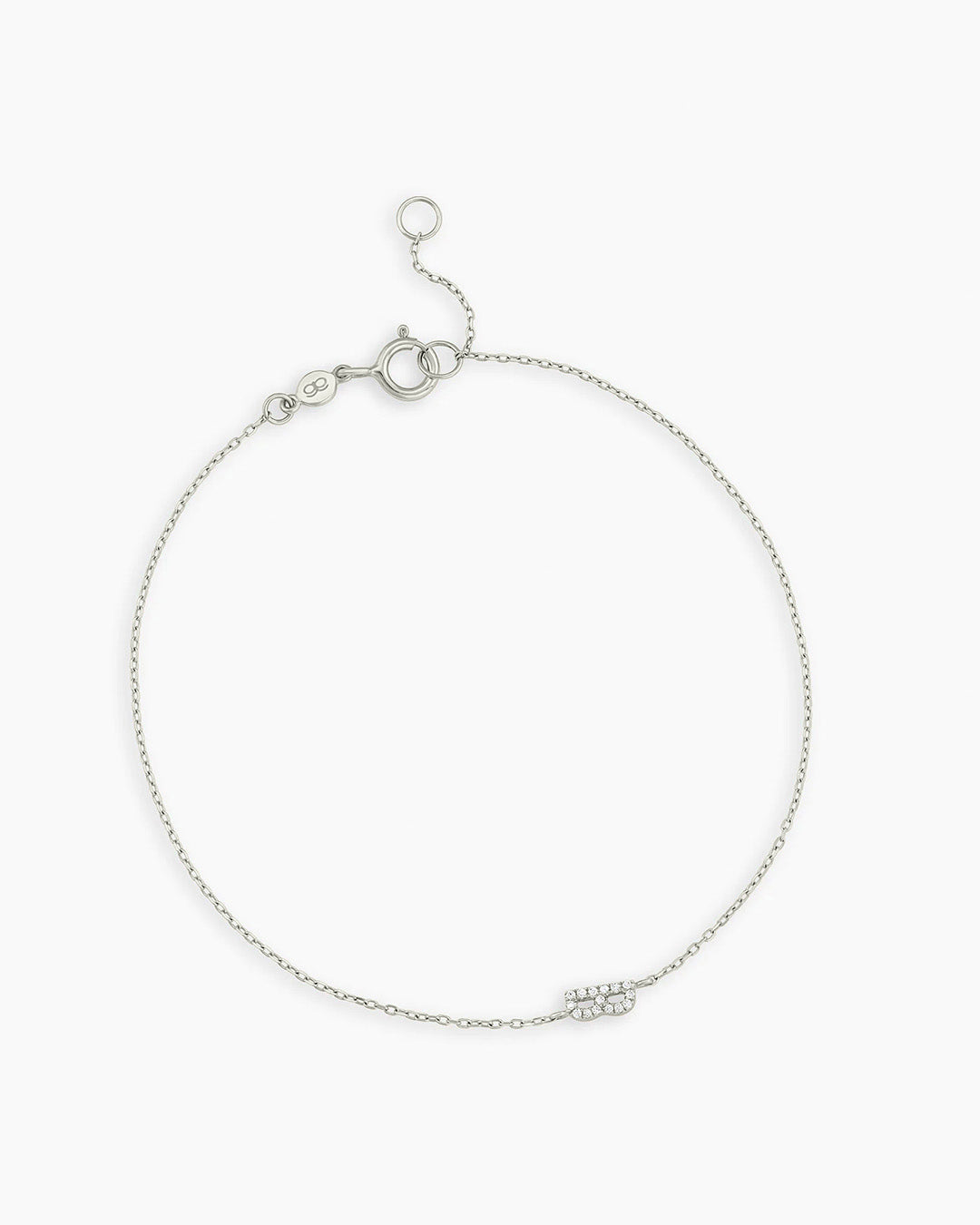 Diamond Pavé Alphabet Bracelet #B || option::14k Solid White Gold, B