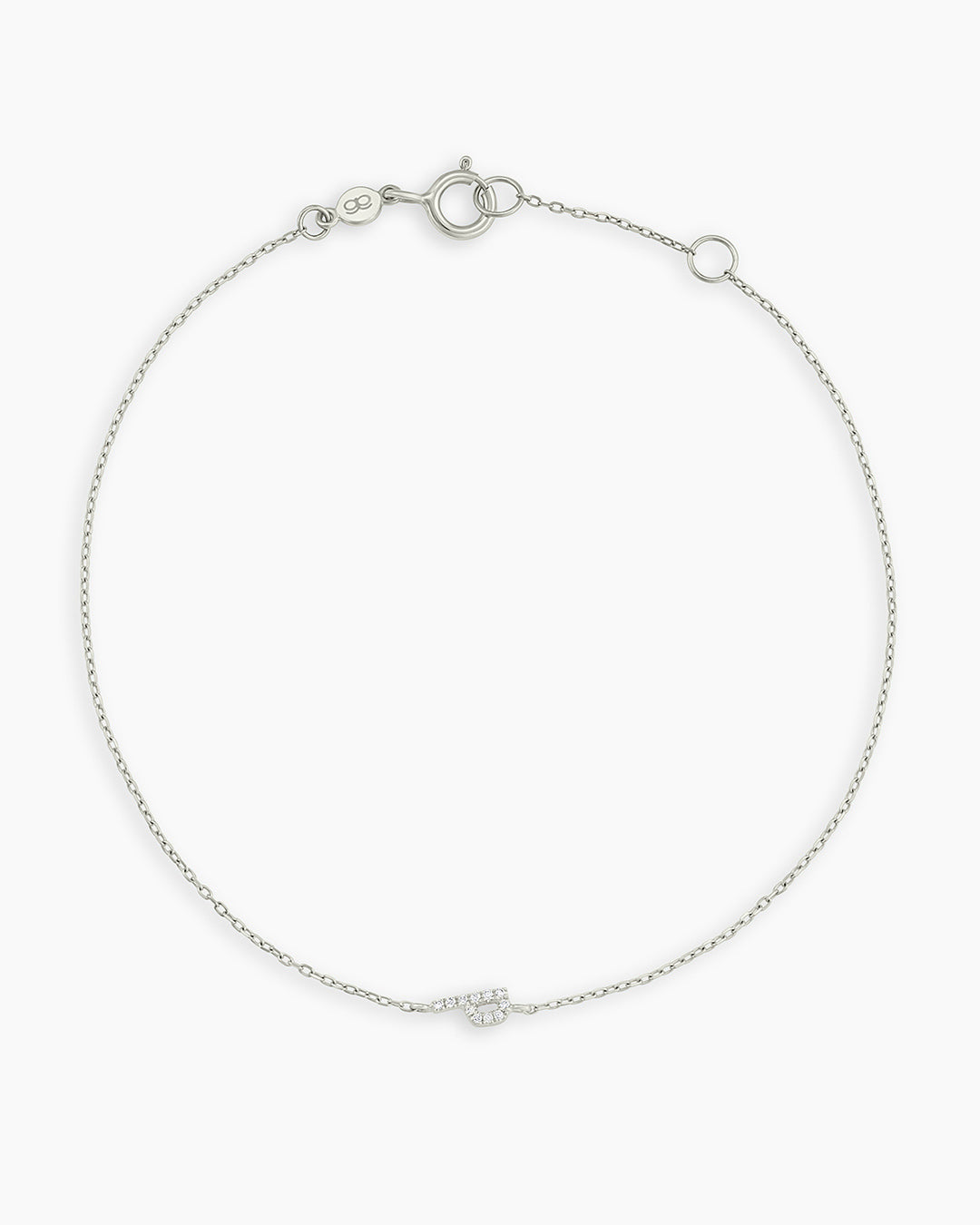 Diamond Pavé Alphabet Bracelet #P || option::14k Solid White Gold, P