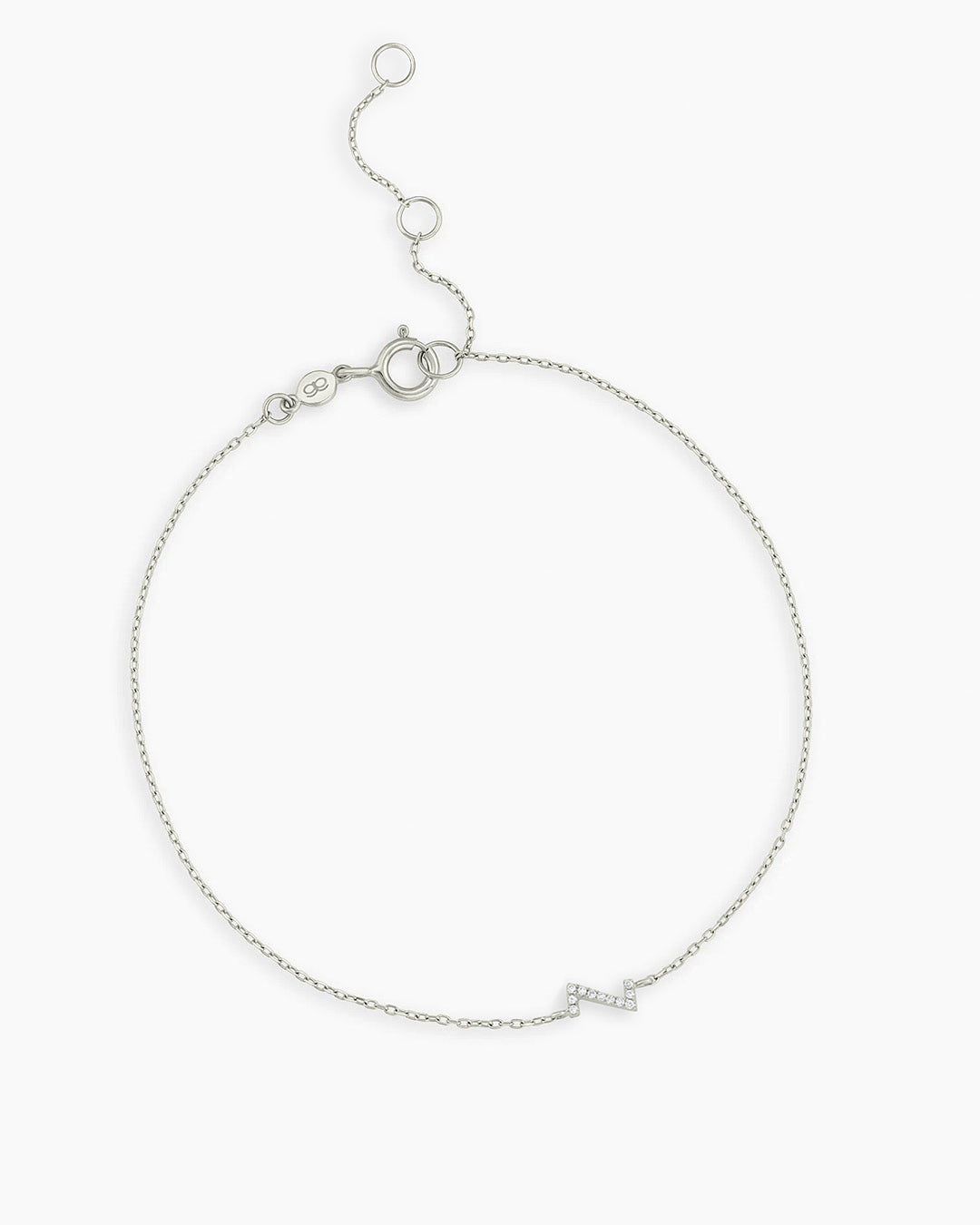 Diamond Pavé Alphabet Bracelet #Z || option::14K Solid White Gold, Z