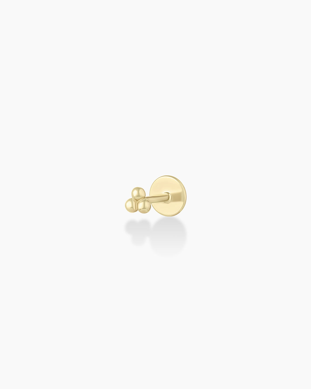 14k Gold Trio Threaded Flatback Stud || option::14k Solid Gold