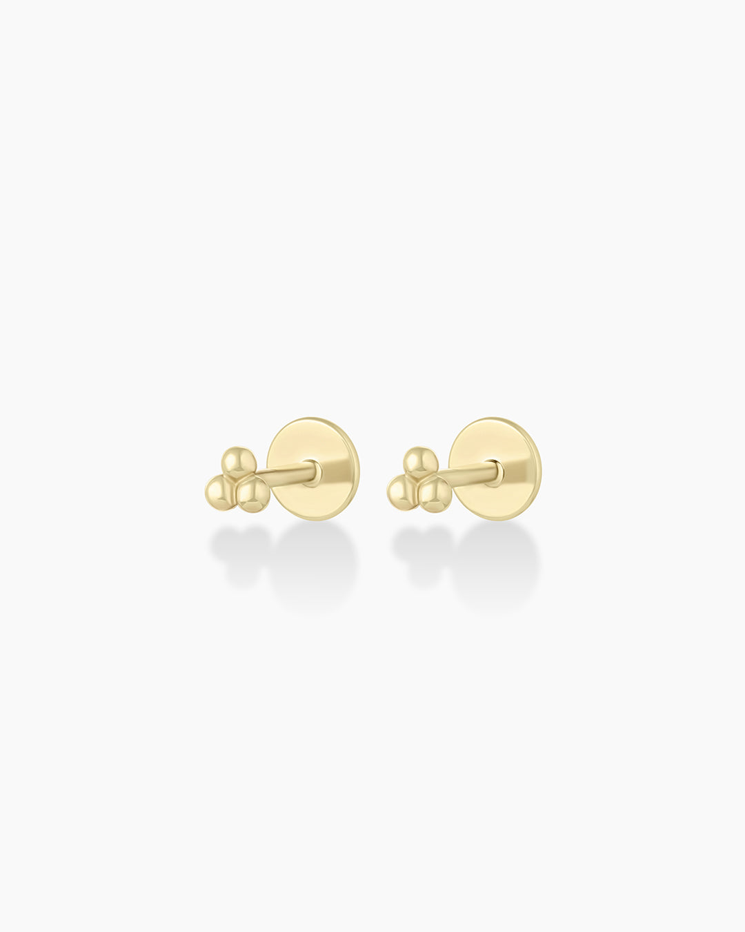 14k Gold Trio Threaded Flatback Studs || option::14k Solid Gold