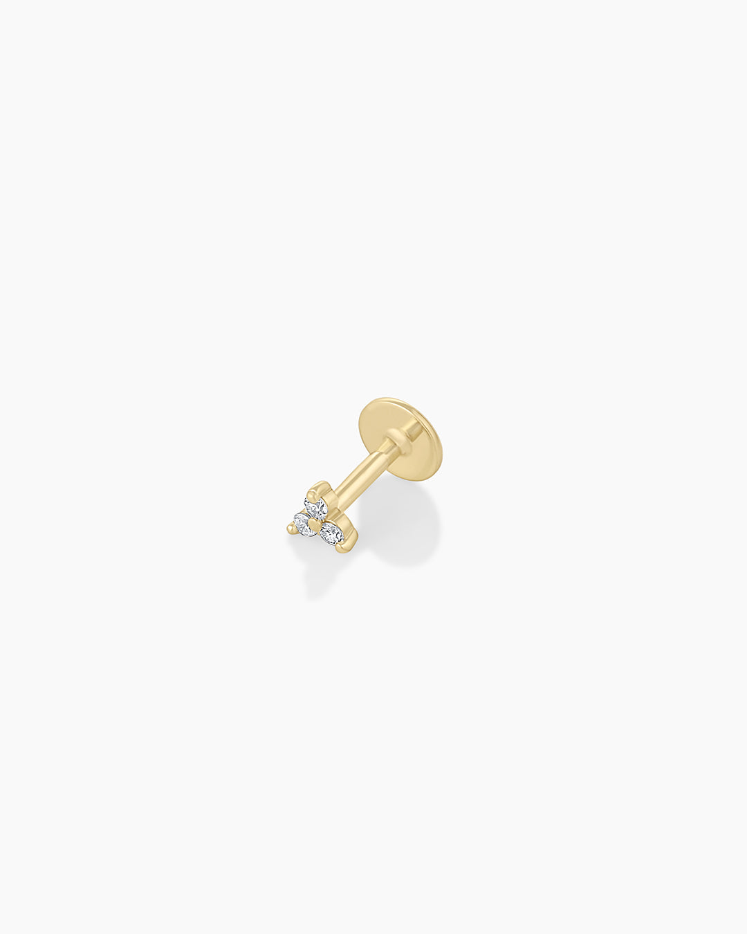 Diamond Bali Flat Back Stud || option::14k Solid Gold, Single