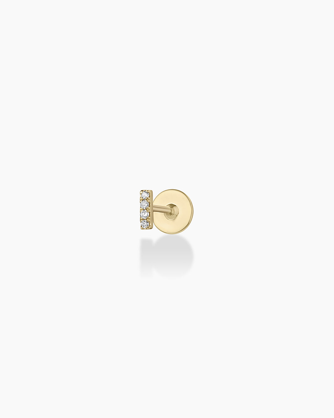 Diamond Pave Bar Flat Back Stud || option::14k Solid Gold, Single