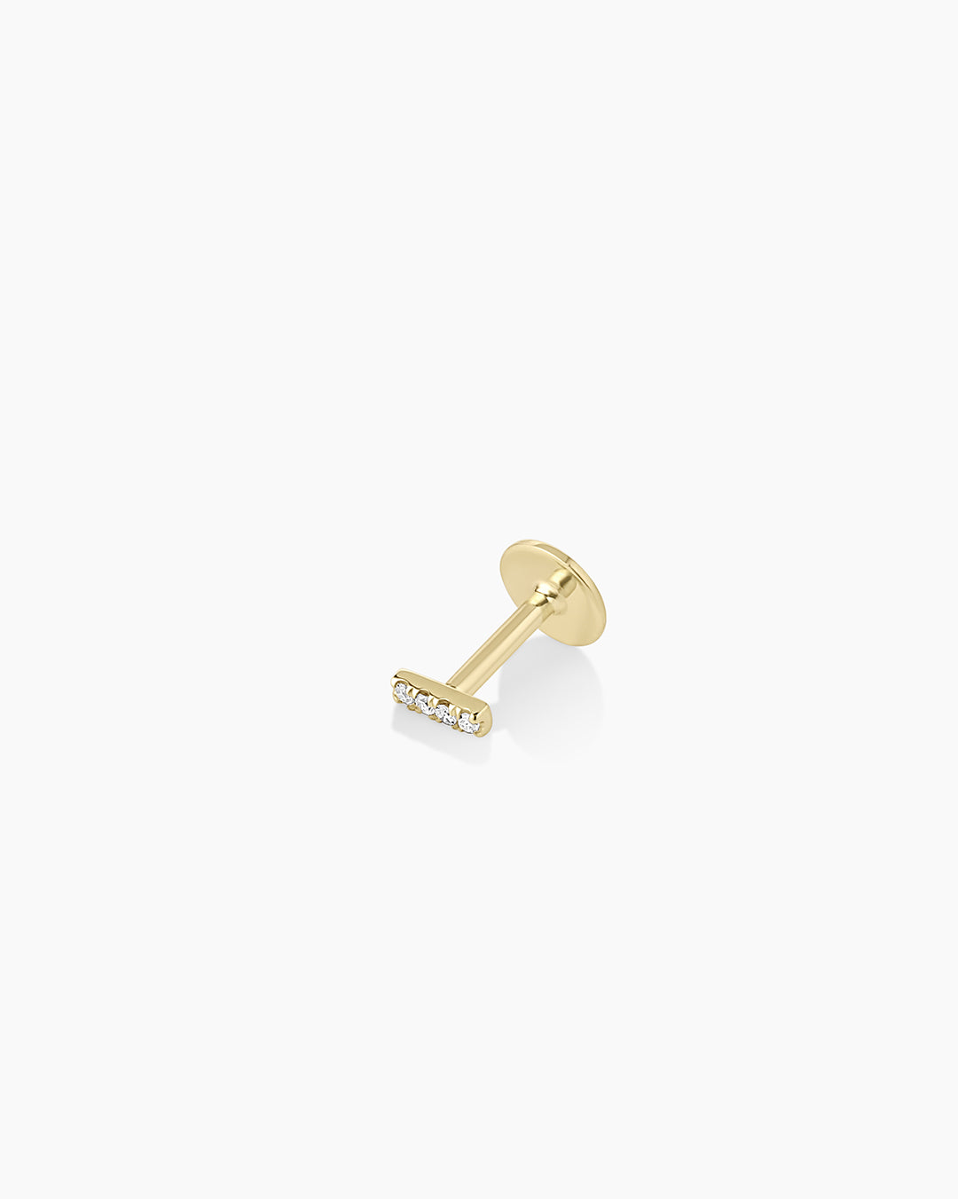 Diamond Pave Bar Flat Back Stud || option::14k Solid Gold