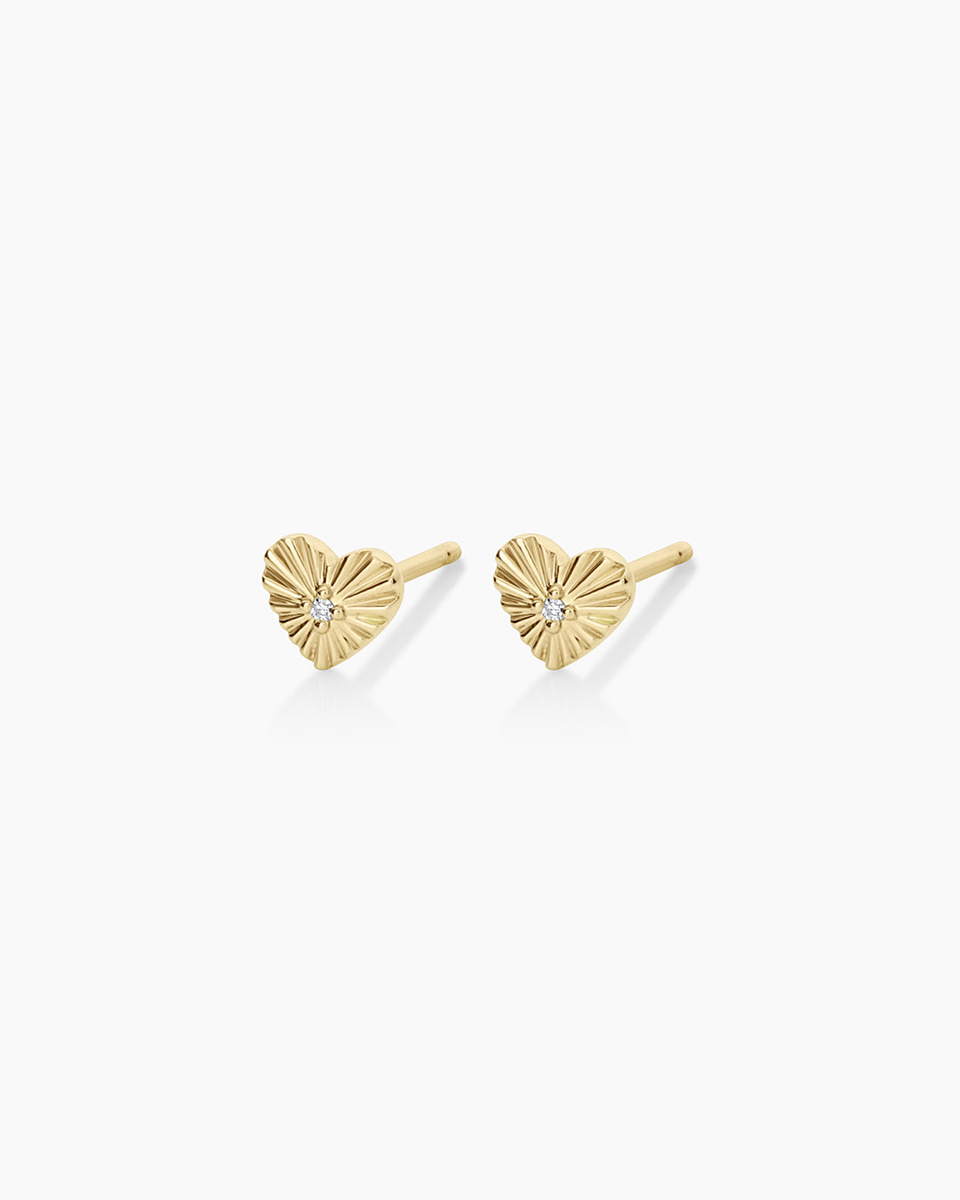 Diamond Vintage Heart Studs || option::14k Solid Gold