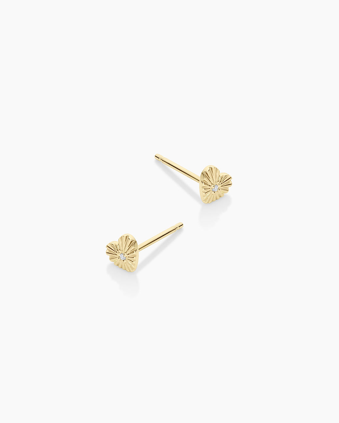 Diamond Vintage Heart Studs || option::14k Solid Gold