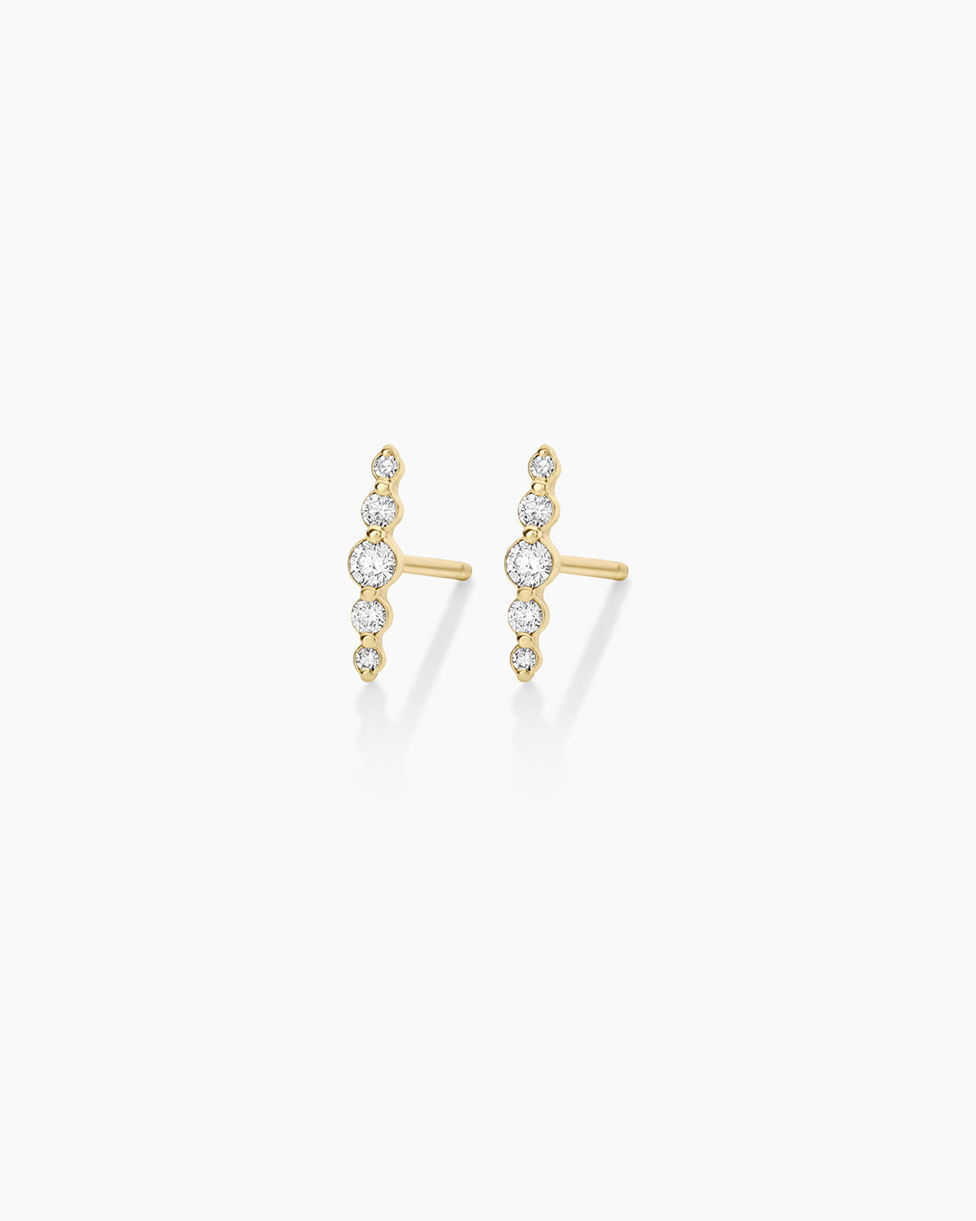 Elle Diamond Row Studs || option::14k Solid Gold