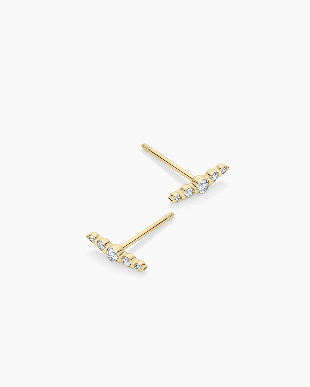 Elle Diamond Row Studs || option::14k Solid Gold