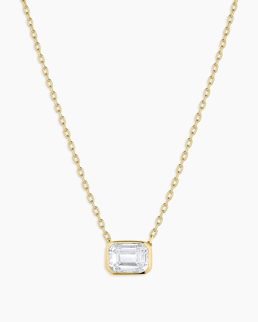 Classic Diamond Emerald Necklace || option::14k Solid Gold