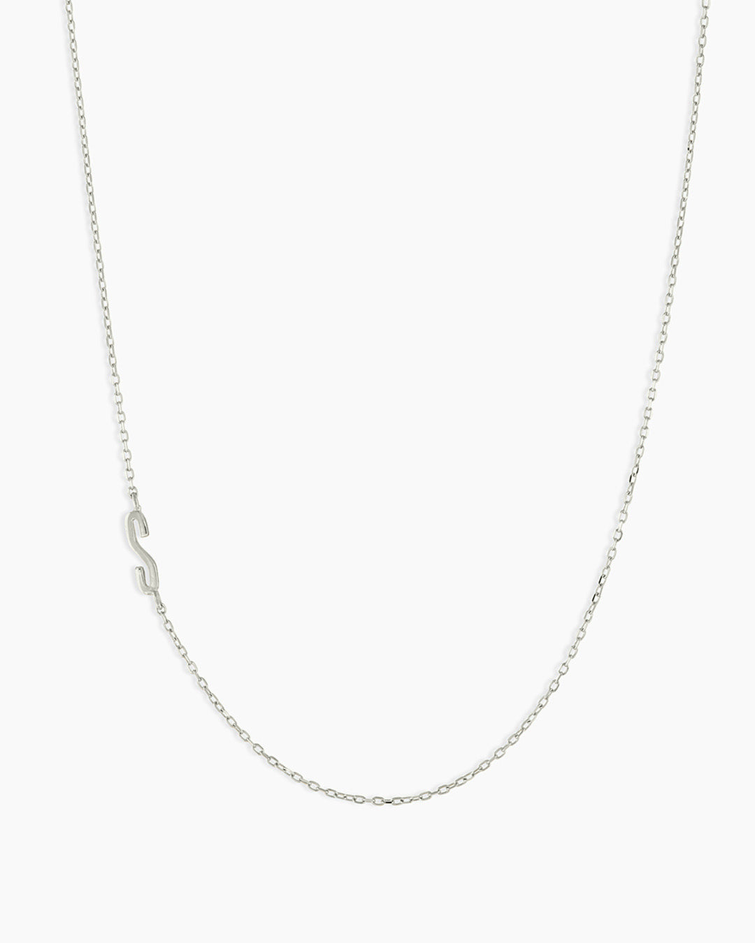 Alphabet Necklace || option::14k Solid White Gold, S