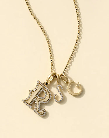 solid gold initial charms 