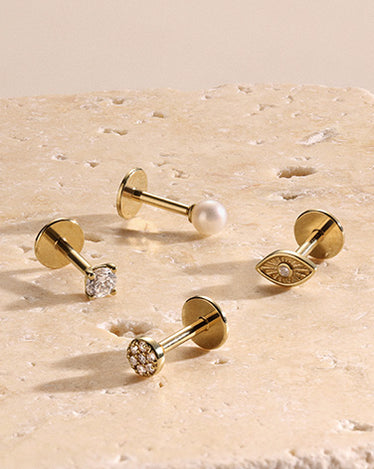 solid gold flat back studs