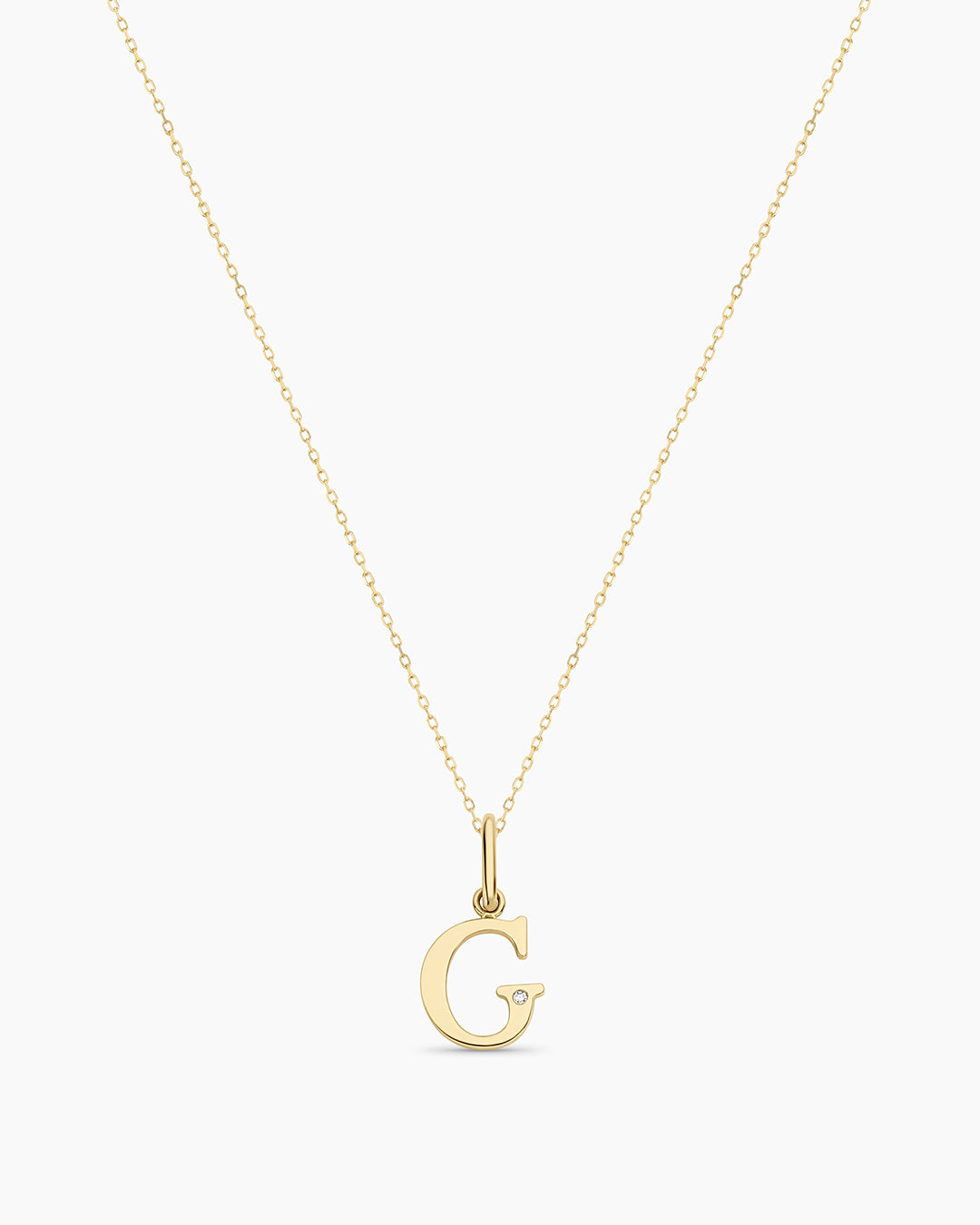 Diamond Vintage Alphabet Necklace || option::14k Solid Gold, C